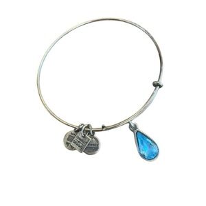 Alex and Ani Silver Bracelet with Blue Teardrop Charm